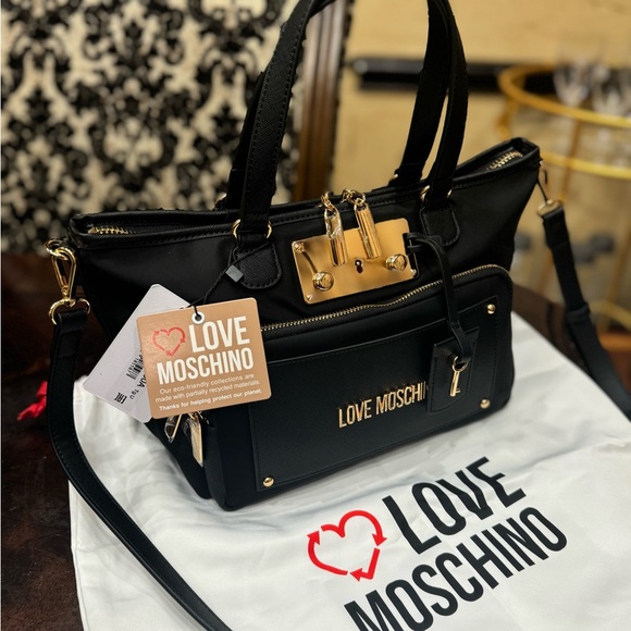 LOVE MOSCHINO BORSA NERO BLACK BAG HANDBAG DESIGNER PURSE NEW - Picture 10 of 10